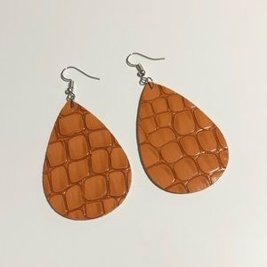 Faux Leather Teardrop Earrings